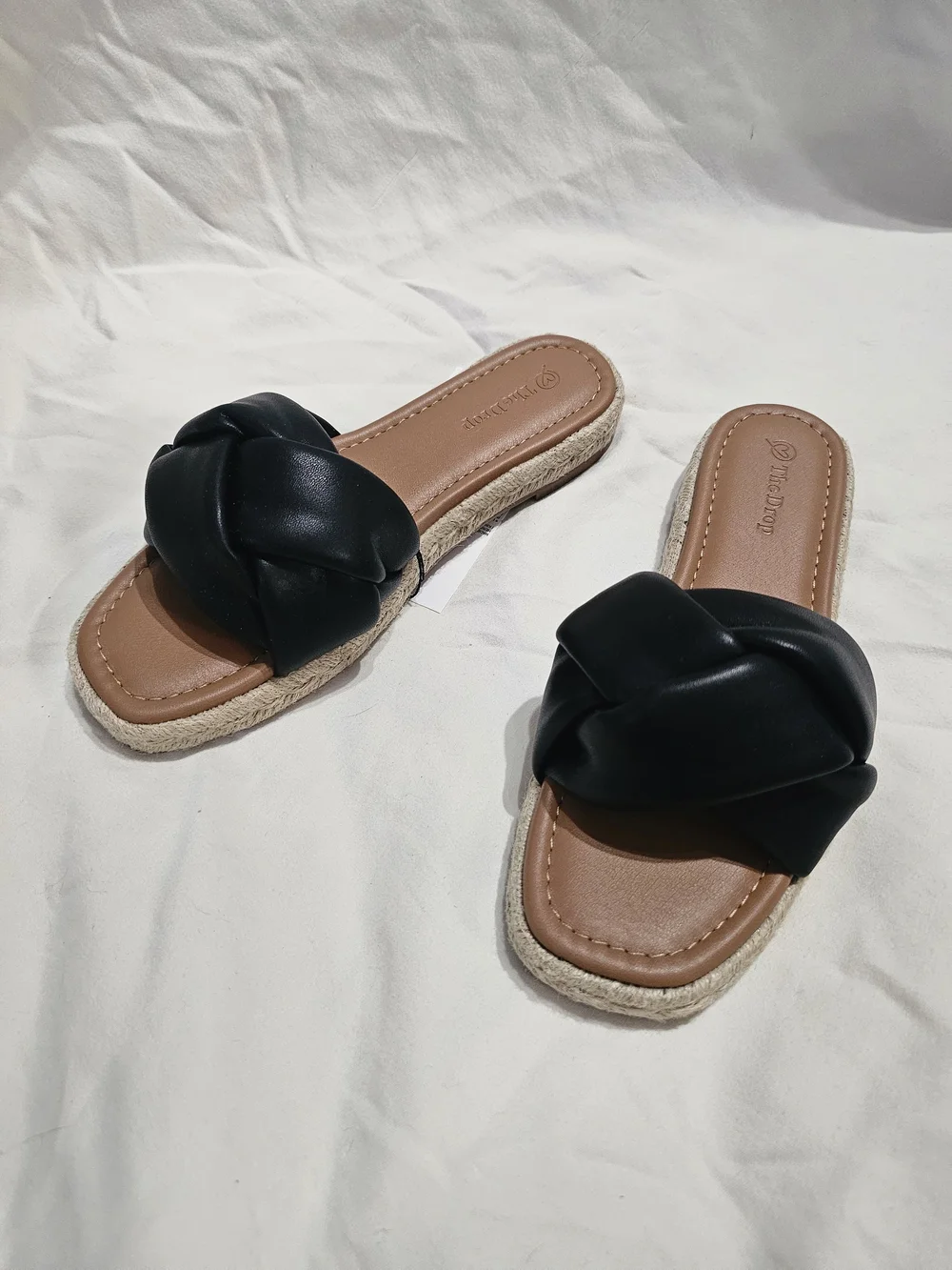 Black Braided Slide Espadrille Sandal - Women's Comfortable Slip-On